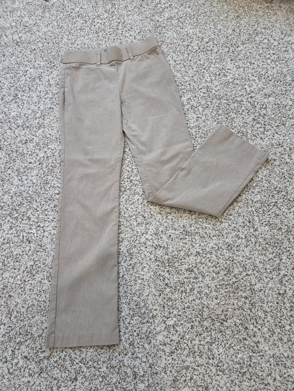 Neutral Beige Straight Leg Pull On Trousers. Small